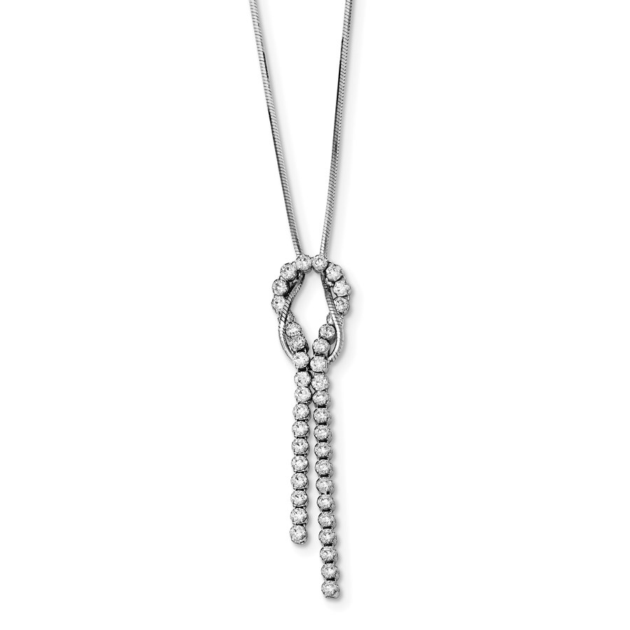 Sterling Silver Polished Zirconia Knotted Chain Necklace - 18 in.
