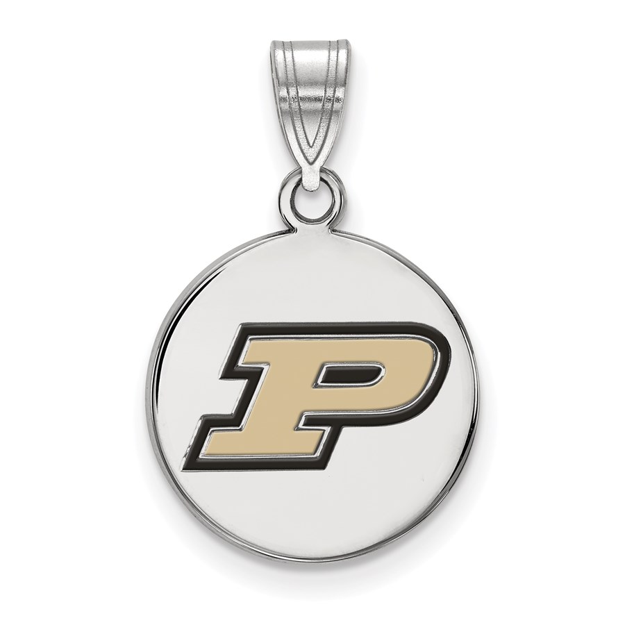 Sterling Silver Purdue Medium Enamel Disc Pendant
