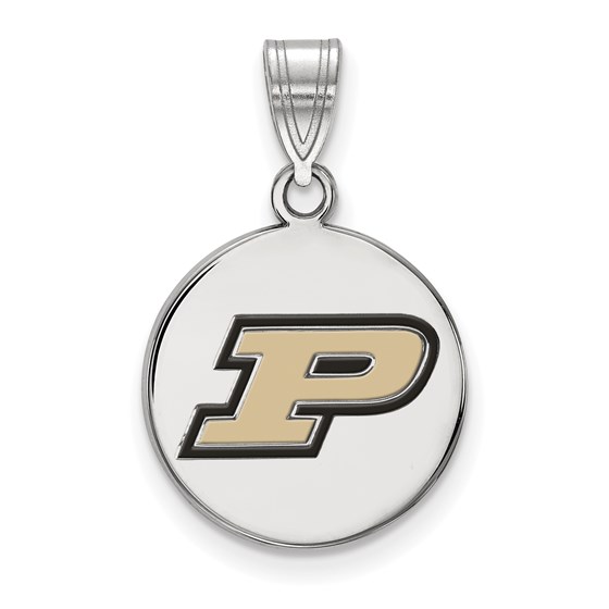 Sterling Silver Purdue Medium Enamel Disc Pendant Sterling Silver Purdue Medium Enamel Disc Pendant