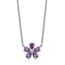 Sterling Silver Purple CZ Flower Necklace - 18 in.