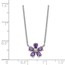 Sterling Silver Purple CZ Flower Necklace - 18 in.