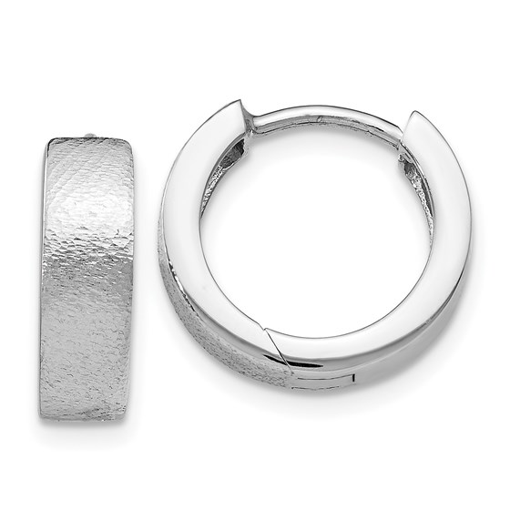 Sterling Silver Radiant Textured Huggie Hoop Earrings - 13 mm Sterling Silver Radiant Textured Huggie Hoop Earrings - 13 mm