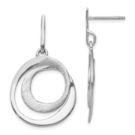 Sterling Silver Radiant Textured Post Dangle Earrings - 34 mm Sterling Silver Radiant Textured Post Dangle Earrings - 34 mm