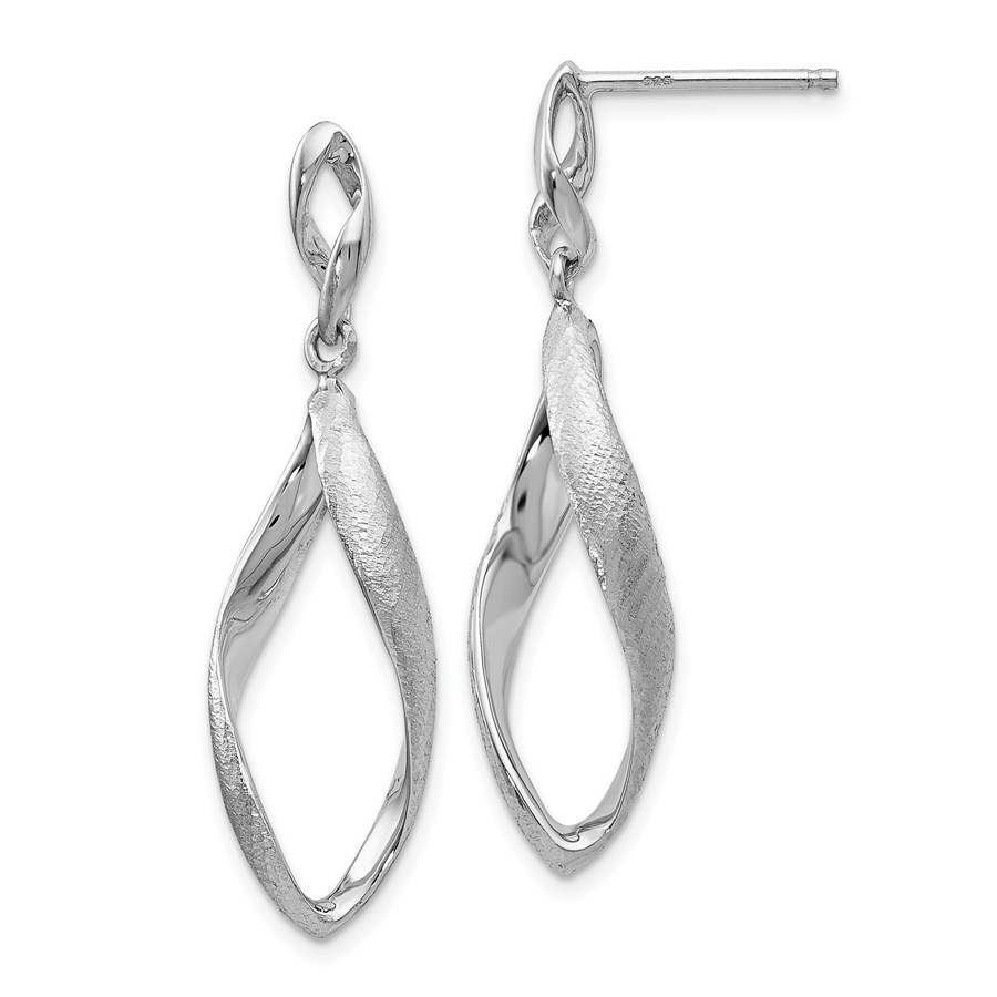 Sterling Silver Radiant Textured Post Dangle Earrings - 37 mm