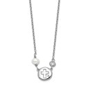 Sterling Silver RH-plated CZ/Cross/FWC Pearl Necklace - 16 in.