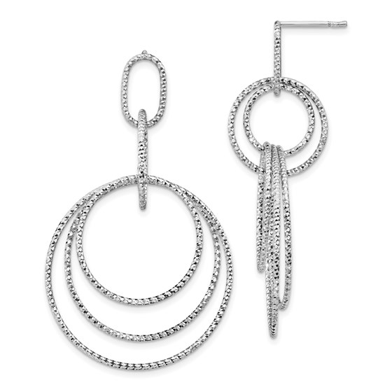 Sterling Silver Rh-plated D/C Post Dangle Earrings - 52.2 mm Sterling Silver Rh-plated D/C Post Dangle Earrings - 52.2 mm
