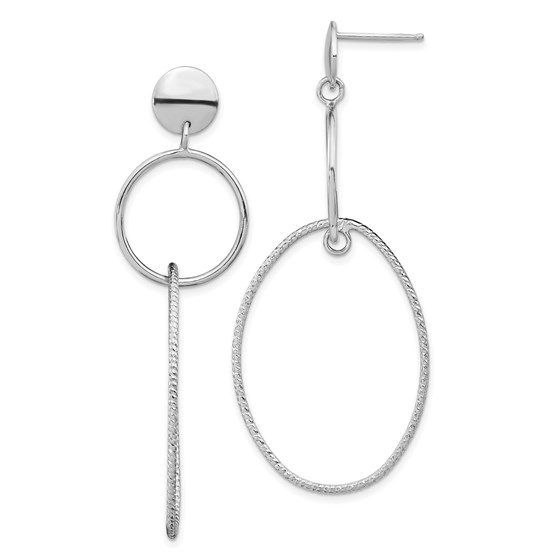 Sterling Silver Rh-plated D/C Post Dangle Earrings - 64 mm Sterling Silver Rh-plated D/C Post Dangle Earrings - 64 mm