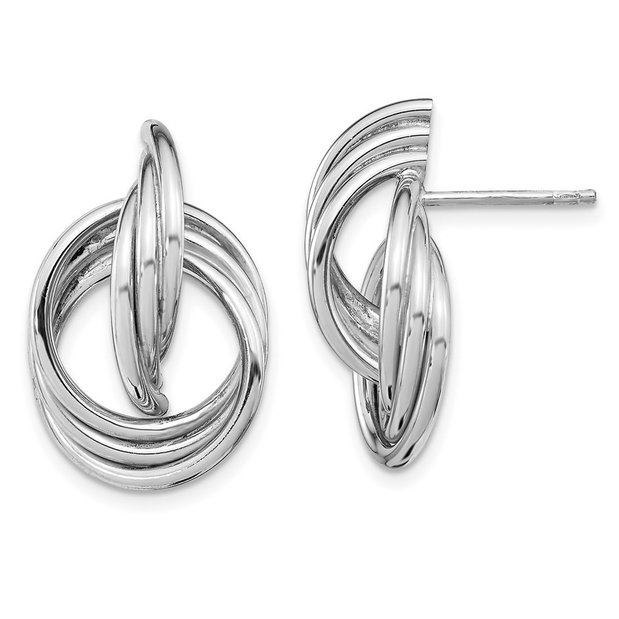 Sterling Silver Rh-plated Polished Post Earrings - 23.19 mm