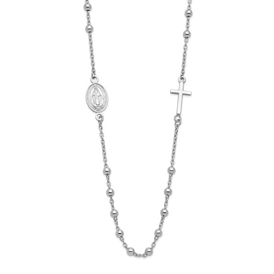 Sterling Silver Rhod-pl Cross Medal Necklace - 24.5 in. Sterling Silver Rhod-pl Cross Medal Necklace - 24.5 in.