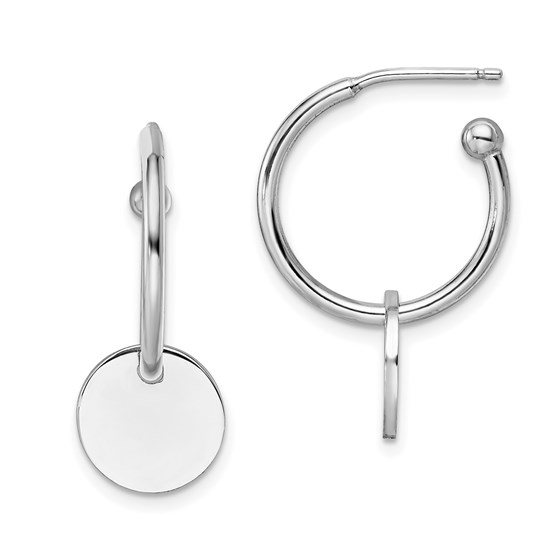 Sterling Silver Rhod-plated Polished Post Hoop Earrings - 26 mm Sterling Silver Rhod-plated Polished Post Hoop Earrings - 26 mm