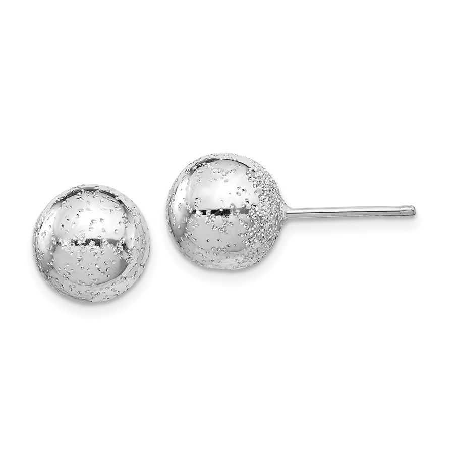 Sterling Silver Rhod Radiant 10mm Ball Post Earrings - 10 mm