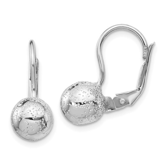 Sterling Silver Rhod Radiant 8mm Ball Leverback Earrings - 19 mm Sterling Silver Rhod Radiant 8mm Ball Leverback Earrings - 19 mm