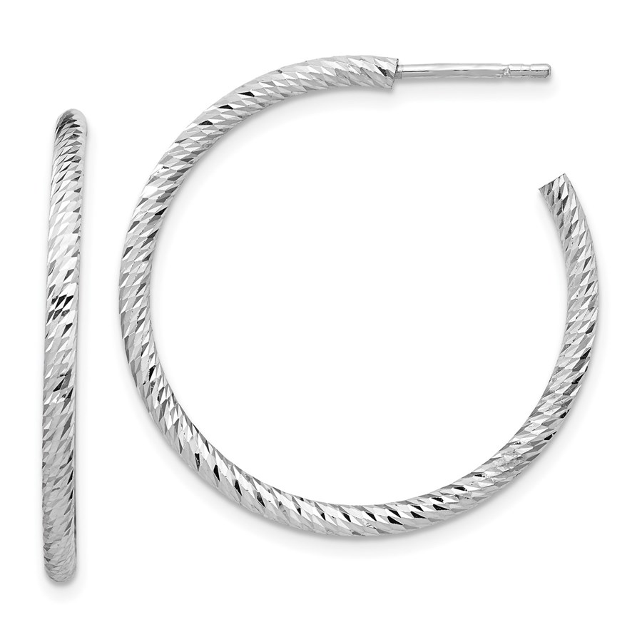 Sterling Silver Rhod Radiant D/C Post Dangle Earrings - 30 mm