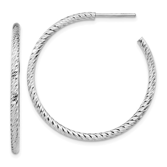 Sterling Silver Rhod Radiant D/C Post Dangle Earrings - 35 mm Sterling Silver Rhod Radiant D/C Post Dangle Earrings - 35 mm