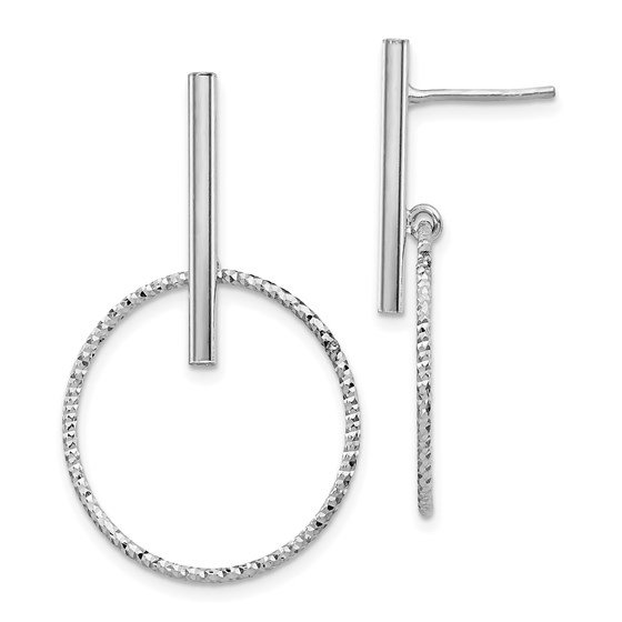 Sterling Silver Rhod Radiant D/C Post Dangle Earrings - 36 mm Sterling Silver Rhod Radiant D/C Post Dangle Earrings - 36 mm