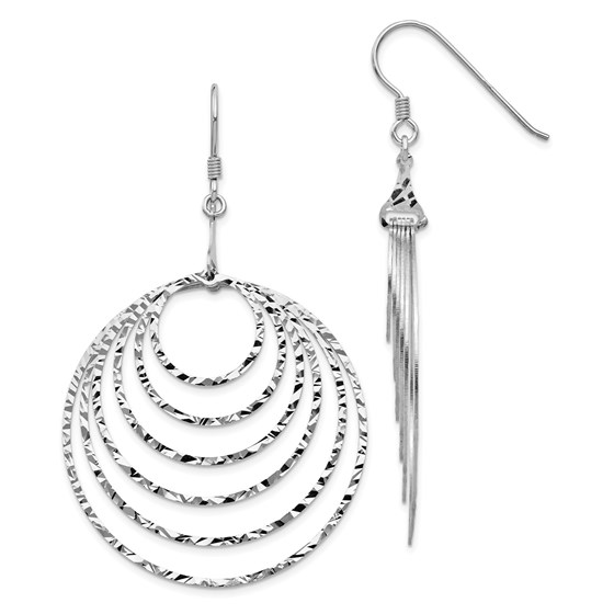 Sterling Silver Rhodium Circles Dangle Earrings - 65.4 mm Sterling Silver Rhodium Circles Dangle Earrings - 65.4 mm