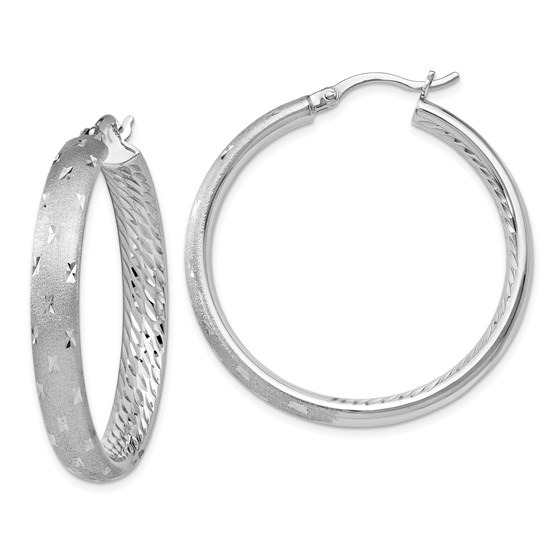 Sterling Silver Rhodium In/Out D/C Earrings - 39 mm Sterling Silver Rhodium In/Out D/C Earrings - 39 mm