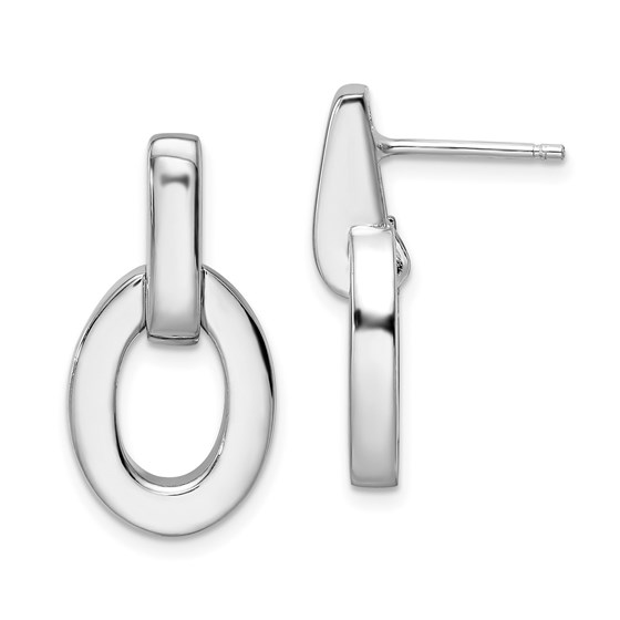 Sterling Silver Rhodium-pl Post Dangle Earrings - 24.25 mm