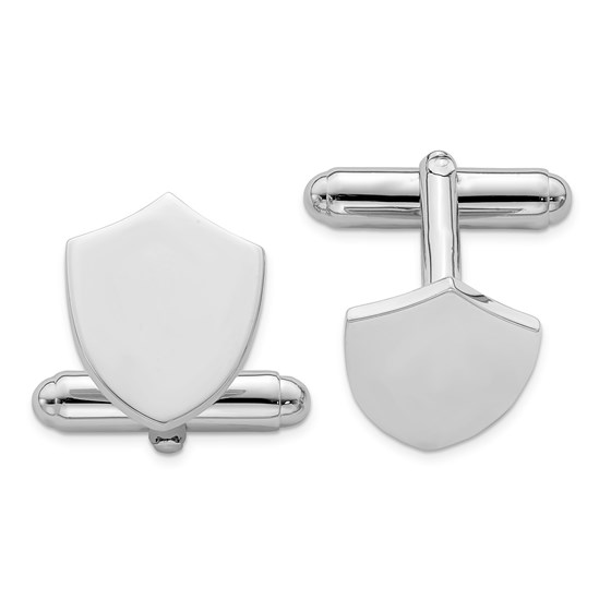 Sterling Silver Rhodium-plated and Cuff Links - Plaque Sterling Silver Rhodium-plated and Cuff Links - Plaque