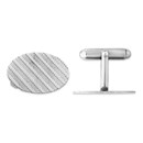 Sterling Silver Rhodium-plated Cuff Links - Oval Diagonal Stripe