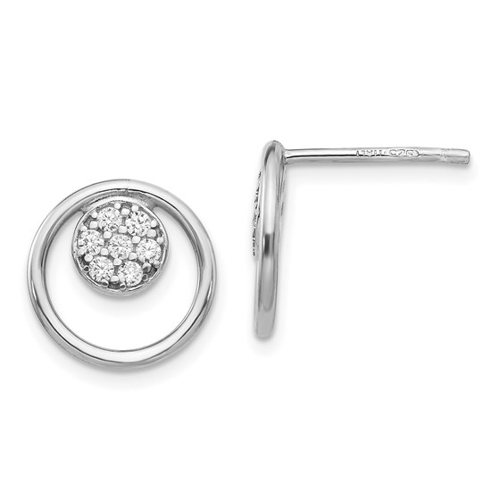 Sterling Silver Rhodium-plated CZ Post Earrings - 11.86 mm Sterling Silver Rhodium-plated CZ Post Earrings - 11.86 mm