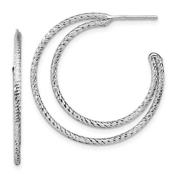 Sterling Silver Rhodium-plated D/C Hoop Earrings - 30.5 mm Sterling Silver Rhodium-plated D/C Hoop Earrings - 30.5 mm