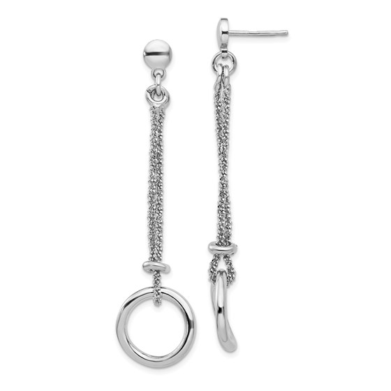 Sterling Silver Rhodium-plated Dangle Earrings - 44.44 mm Sterling Silver Rhodium-plated Dangle Earrings - 44.44 mm