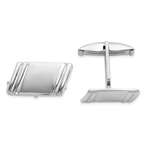 Sterling Silver Rhodium-plated Diagonal Stripes Cuff Links Sterling Silver Rhodium-plated Diagonal Stripes Cuff Links