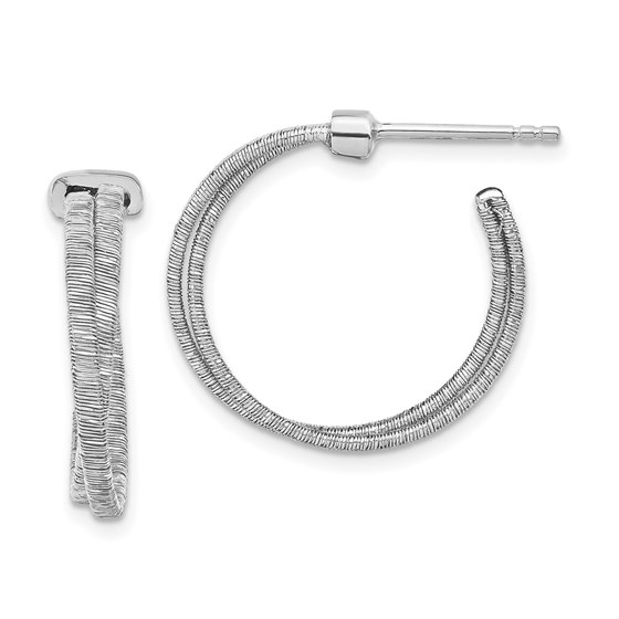 Sterling Silver Rhodium-plated Hoop Earrings - 22.3 mm Sterling Silver Rhodium-plated Hoop Earrings - 22.3 mm