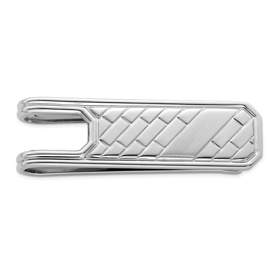 Sterling Silver Rhodium Plated Money Clip - Bricks