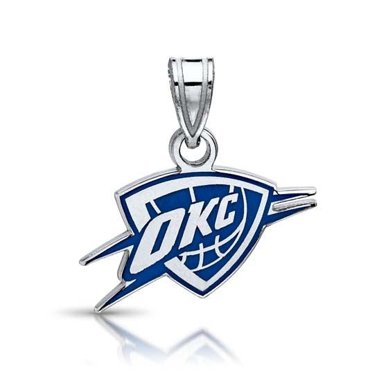 Buy Sterling Silver Rhodium Plated NBA OKC Thunder Sm Enamel Pendant