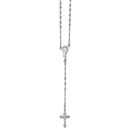Sterling Silver Rhodium Plated Polished Beaded Rosary - 24 in.