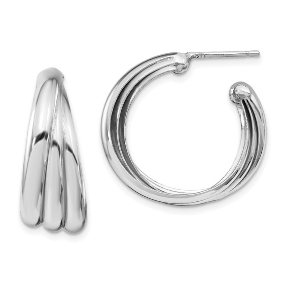 Sterling Silver Rhodium-plated Polished Hoop Earrings - 24.3 mm