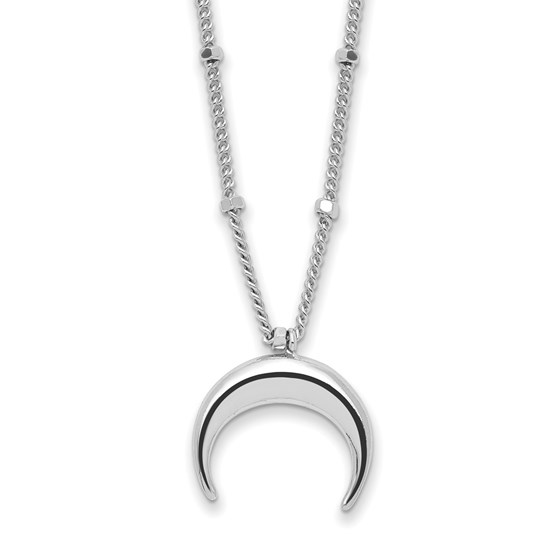 Sterling Silver Rhodium-plated Polished Moon Necklace - 18 in. Sterling Silver Rhodium-plated Polished Moon Necklace - 18 in.