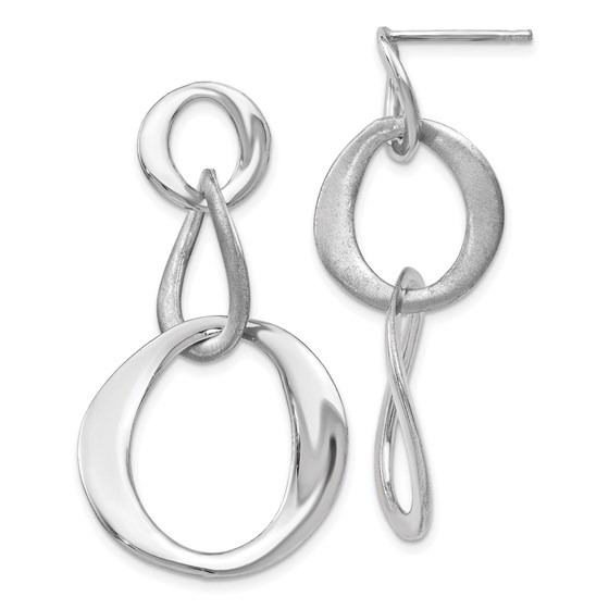 Sterling Silver Rhodium-plated Post Dangle Earrings - 37.5 mm Sterling Silver Rhodium-plated Post Dangle Earrings - 37.5 mm