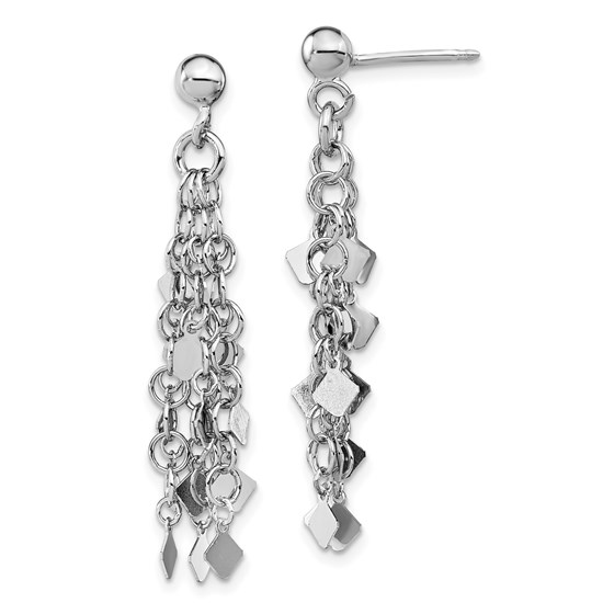 Sterling Silver Rhodium-plated Post Dangle Earrings - 40 mm Sterling Silver Rhodium-plated Post Dangle Earrings - 40 mm