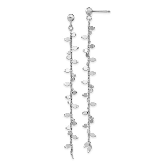Sterling Silver Rhodium-plated Post Dangle Earrings - 80 mm Sterling Silver Rhodium-plated Post Dangle Earrings - 80 mm