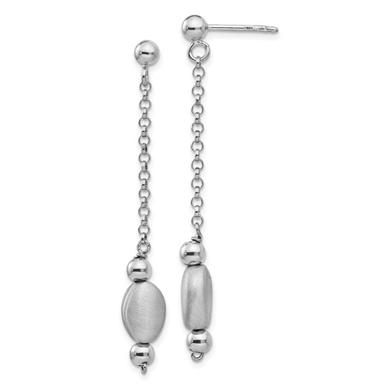 Sterling Silver Rhodium-plated Satin Dangle Earrings - 53.19 mm Sterling Silver Rhodium-plated Satin Dangle Earrings - 53.19 mm