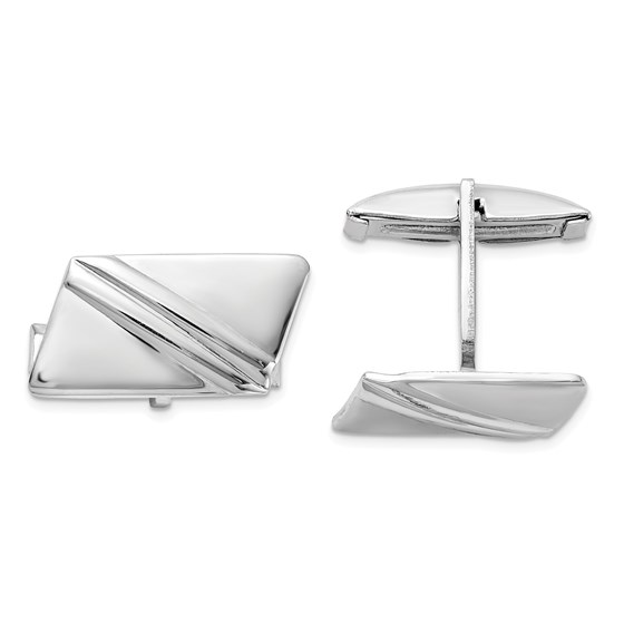 Sterling Silver Rhodium-plated Stripe Design Cuff Links Sterling Silver Rhodium-plated Stripe Design Cuff Links