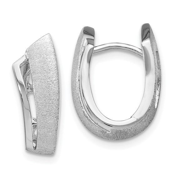Sterling Silver Rhodium-plated Textured Hoop Earrings - 17 mm Sterling Silver Rhodium-plated Textured Hoop Earrings - 17 mm