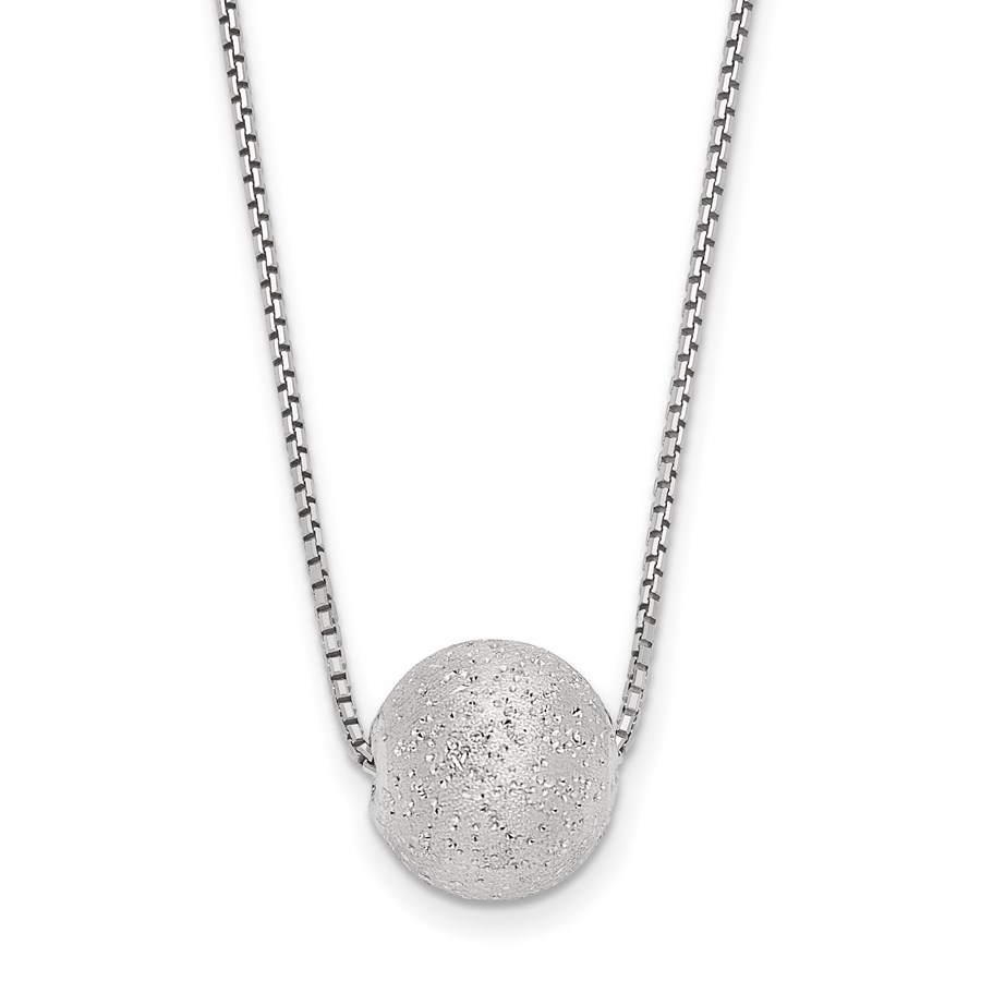 Sterling Silver Rhodium-plated w/2in ext. Necklace - 18 in.