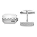 Sterling Silver Rhodium-plated Wave Design Cuff Links