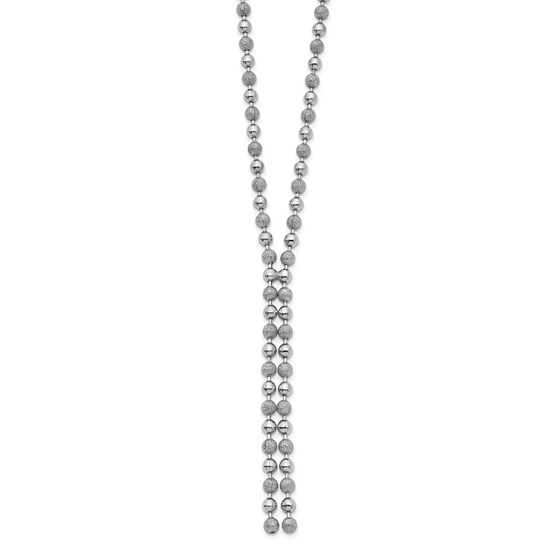 Sterling Silver Rhodium-plt. /Laser Cut Beaded Necklace - 18 in. Sterling Silver Rhodium-plt. /Laser Cut Beaded Necklace - 18 in.
