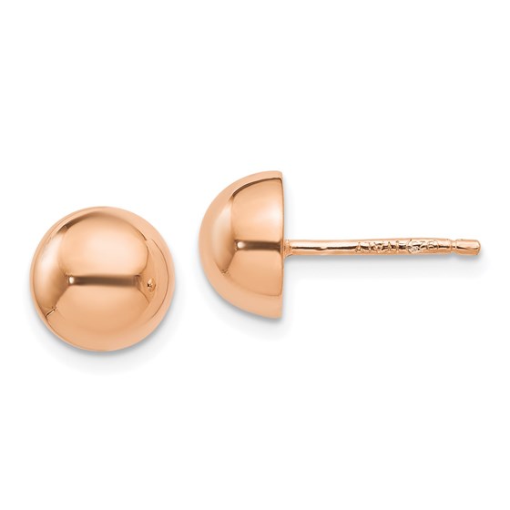 Sterling Silver Rose Gold-plated Button Earrings - 8.75 mm