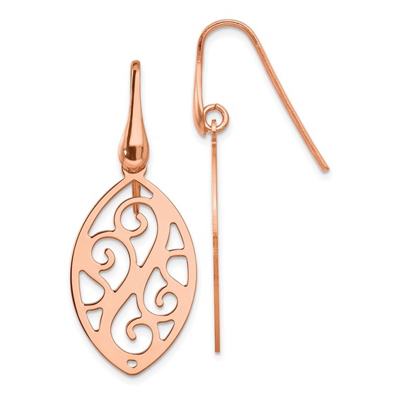Sterling Silver Rose Gold-plated Dangle Earrings - 38 mm Sterling Silver Rose Gold-plated Dangle Earrings - 38 mm