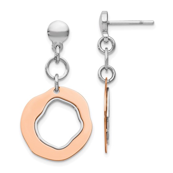 Sterling Silver Rose Gold-plated Post Dangle Earrings - 30 mm Sterling Silver Rose Gold-plated Post Dangle Earrings - 30 mm