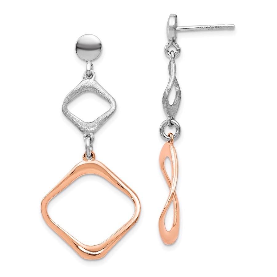 Sterling Silver Rose Gold-plated Post Dangle Earrings - 42 mm