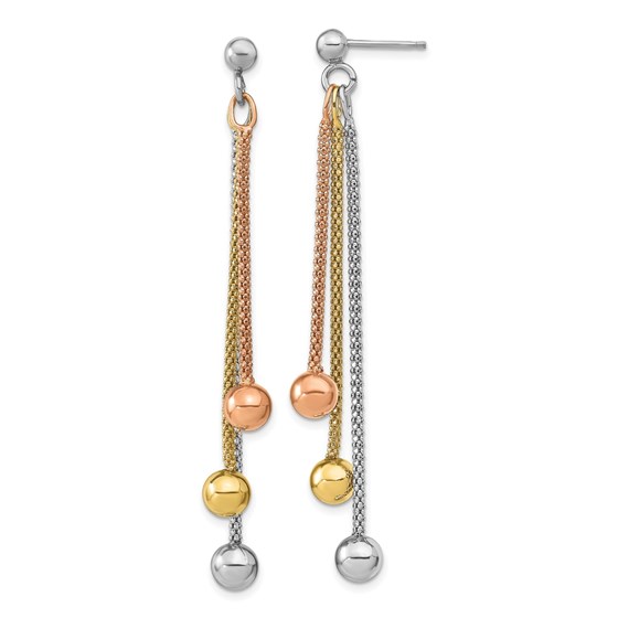 Sterling Silver Rose Gold-plated Post Dangle Earrings - 60 mm Sterling Silver Rose Gold-plated Post Dangle Earrings - 60 mm