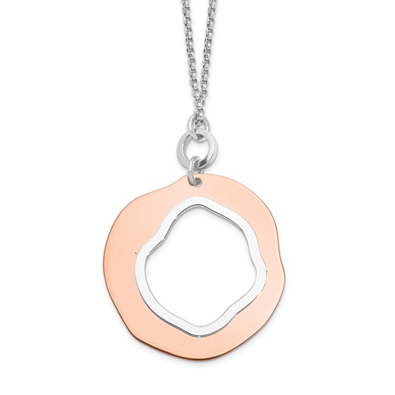Sterling Silver Rose Gold-plated w/1in ext. Necklace - 17 in. Sterling Silver Rose Gold-plated w/1in ext. Necklace - 17 in.