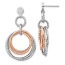 Sterling Silver Rose Gold RP D/C Post Dangle Earring - 41 mm